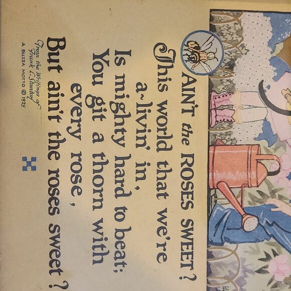 Antique Framed Poem with Illustration Ain't The Roses Sweet 1925 - Picture 9 of 10